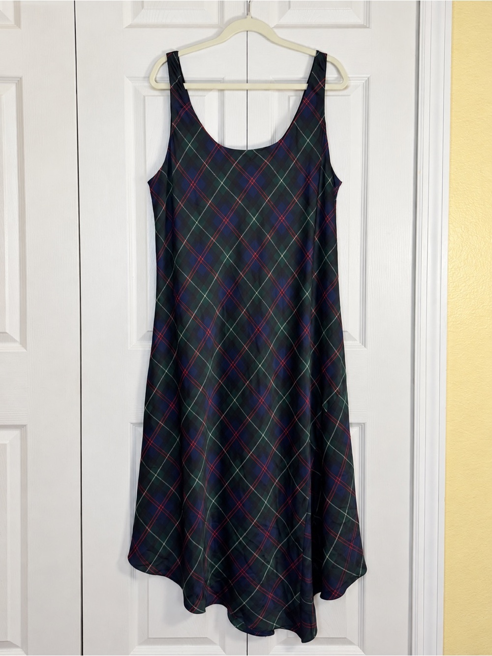 Lauren Ralph Lauren Plaid Midi Dress Women’s Size 18 Pine Green Navy Red NWT - Picture 2 of 12